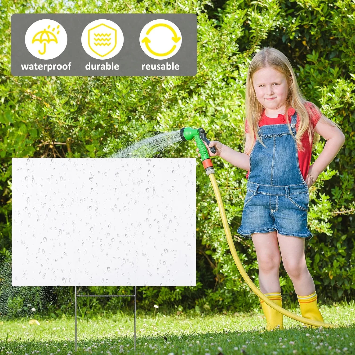 24 Blank Yard Signs with Stakes – Waterproof Double-Sided 12×18 Inch White Signs