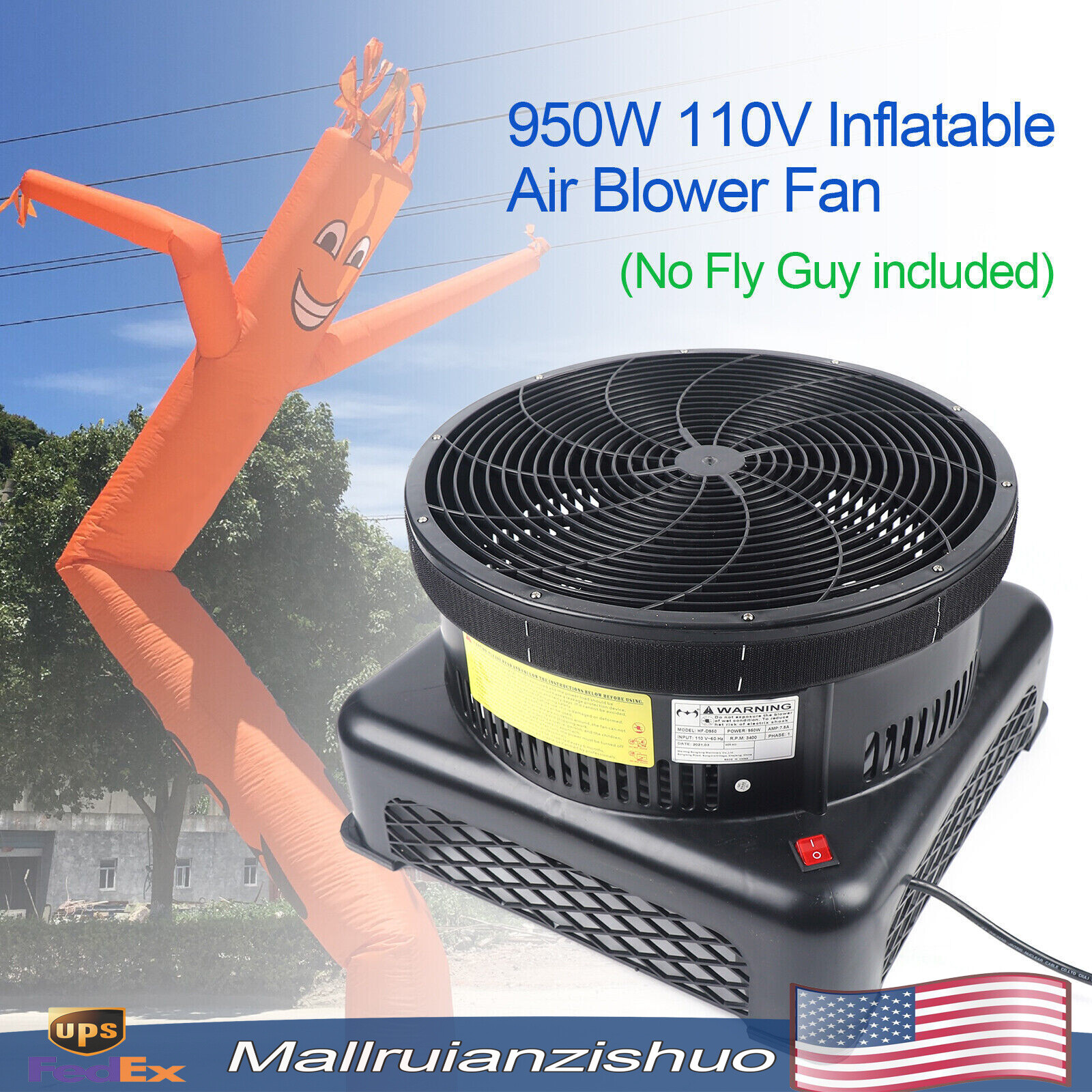 950W Air Puppet Blower Fan for Inflatable Dancer Tube Wacky Wavy Promotional Man