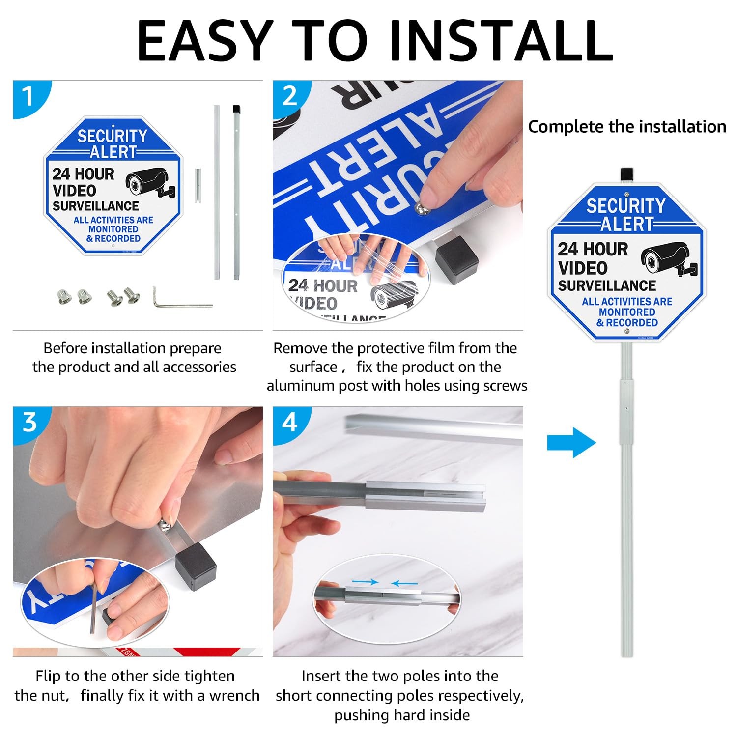 Gicnkeuz Video Surveillance Sign 28 Stake For Outside 10X10 Security Sign –