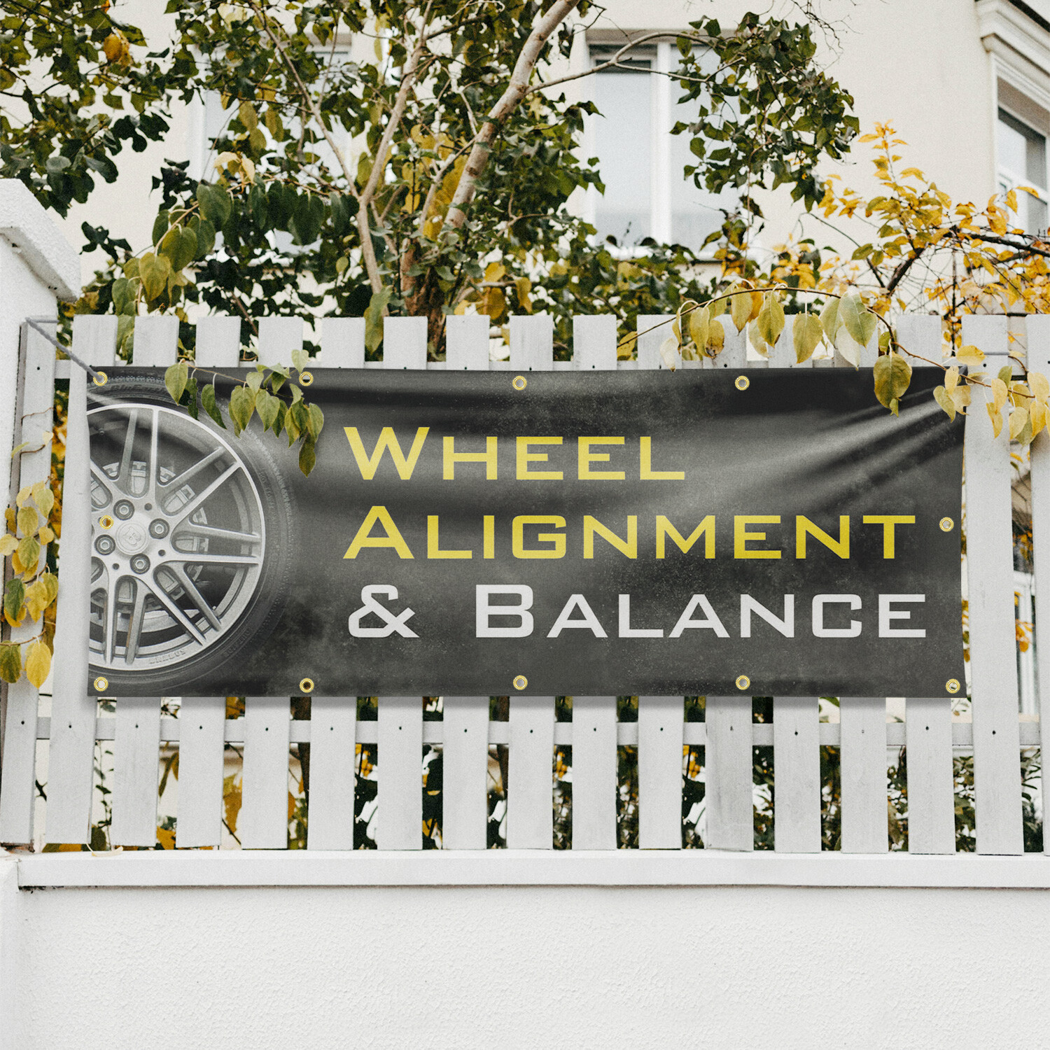 Wheel Alignment & Balancing Vinyl Banner Sign with Metal Grommets Heavy-Duty