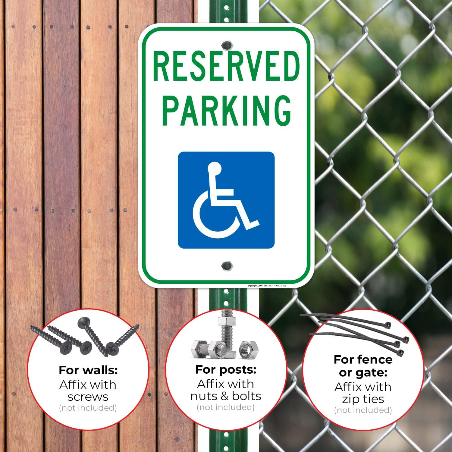 Handicap Parking Sign, Reserved Parking Sign, 12X18 Inches, Rust Free .063 Alumi