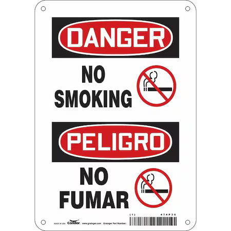 Condor 474P36 Safety Sign, 10″ H, 7 In W, Horizontal Rectangle, English,