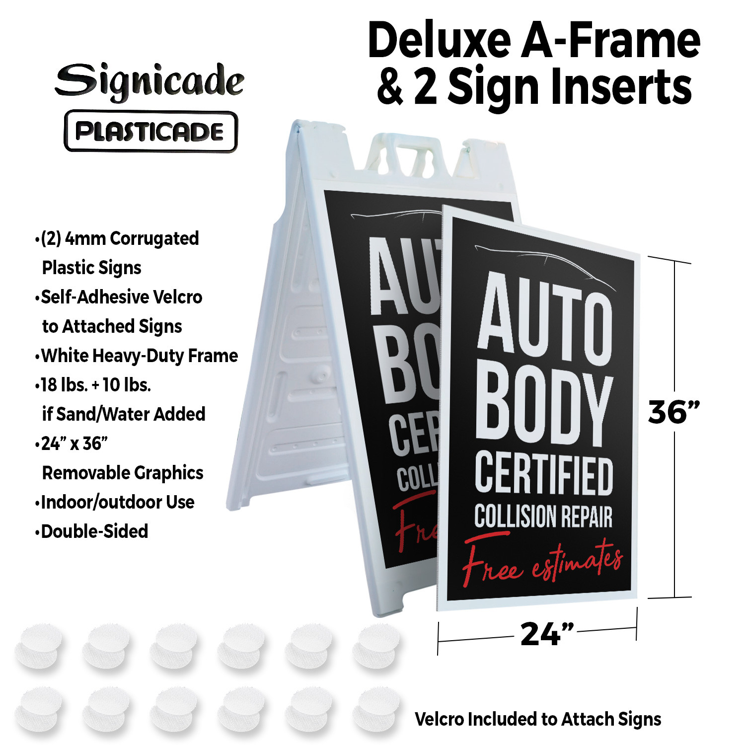Auto Body Collision Repair Heavy Duty A-Frame Sidewalk Sign Professional Vehicle