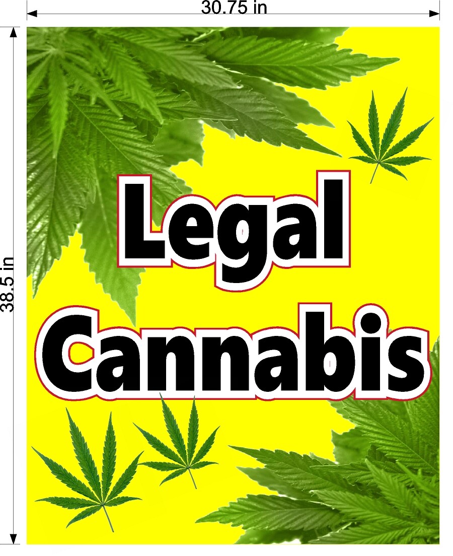 LEGAL CANNABIS SOLD HERE PERFORATED VINYL WINDOW DECAL