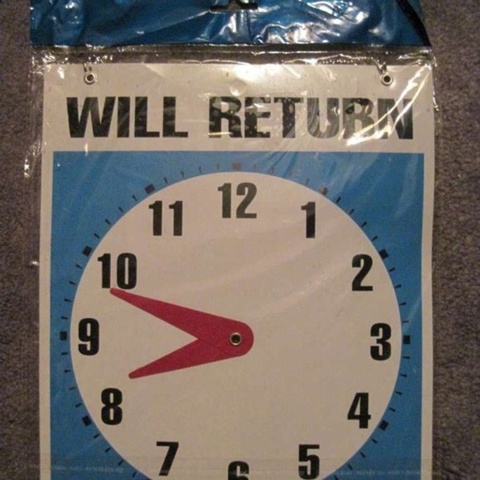 Bazic Rectangular Open Come In Will Return Adjustable Clock Sign Chain 9 x 7.5 “