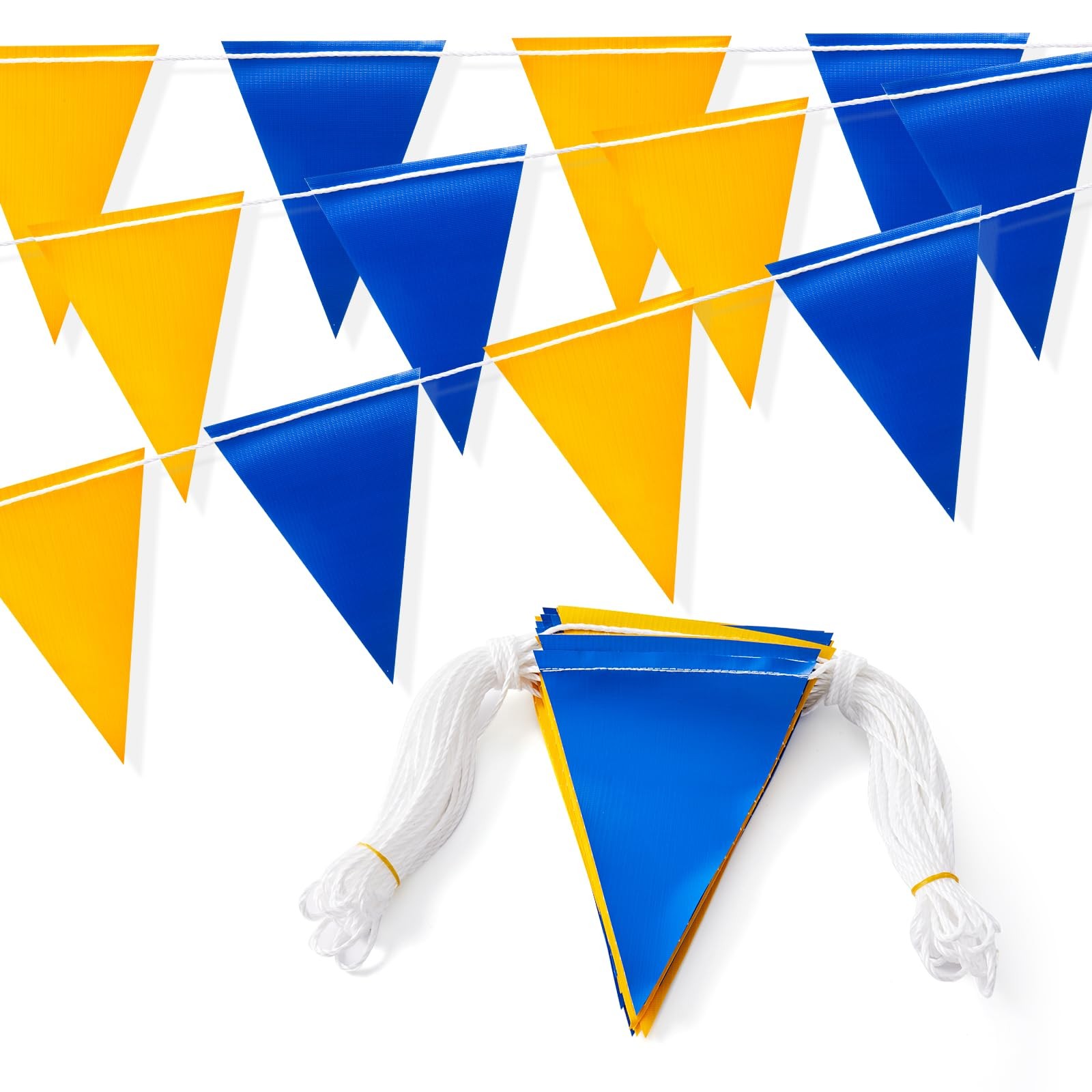 Warning Safety Pennant Banner Flags – Multipurpose 105FT BLUE+YELLOW Triangle…