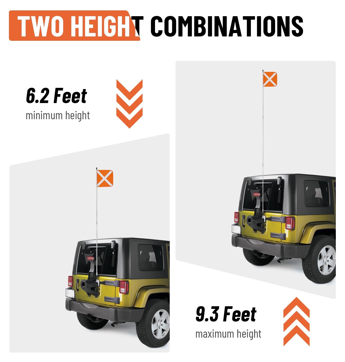 Sand Safety Flag 12×12 Reflective for ATV UTV SUV Truck Off-Road