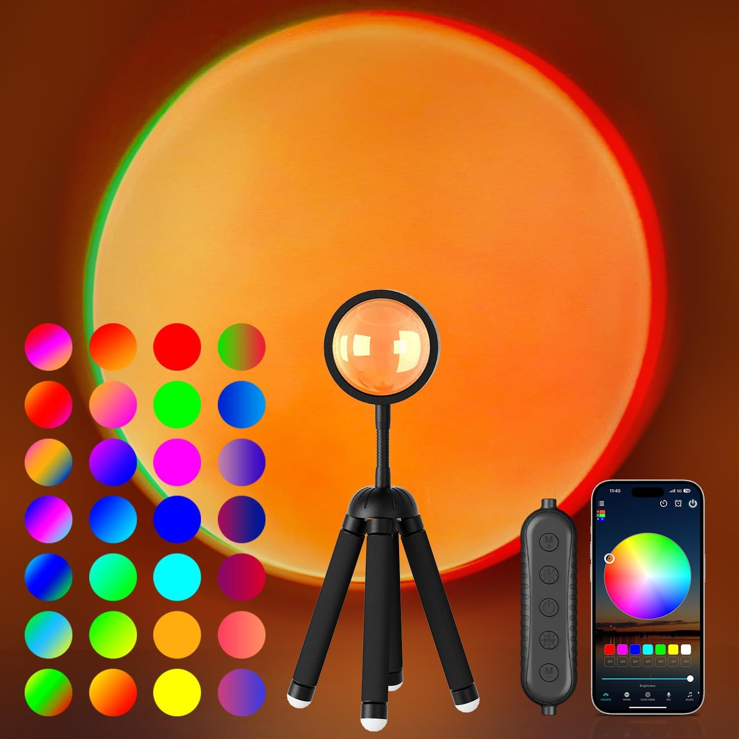 Sunset Lamp Projector with APP Control Multicolor Changing Led Lights Size B