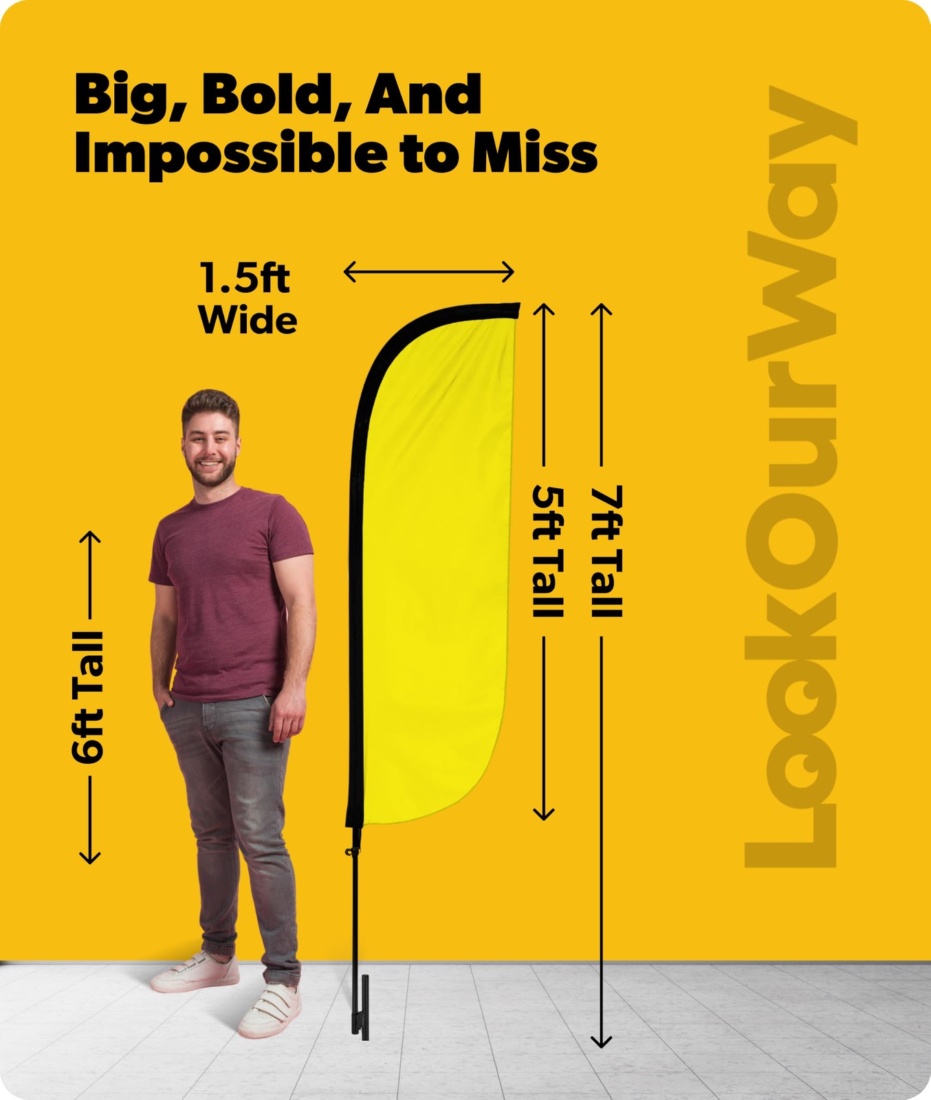 Lookourway Feather Flag Pole Kit – 7 Feet Tall Advertising Flag Banner