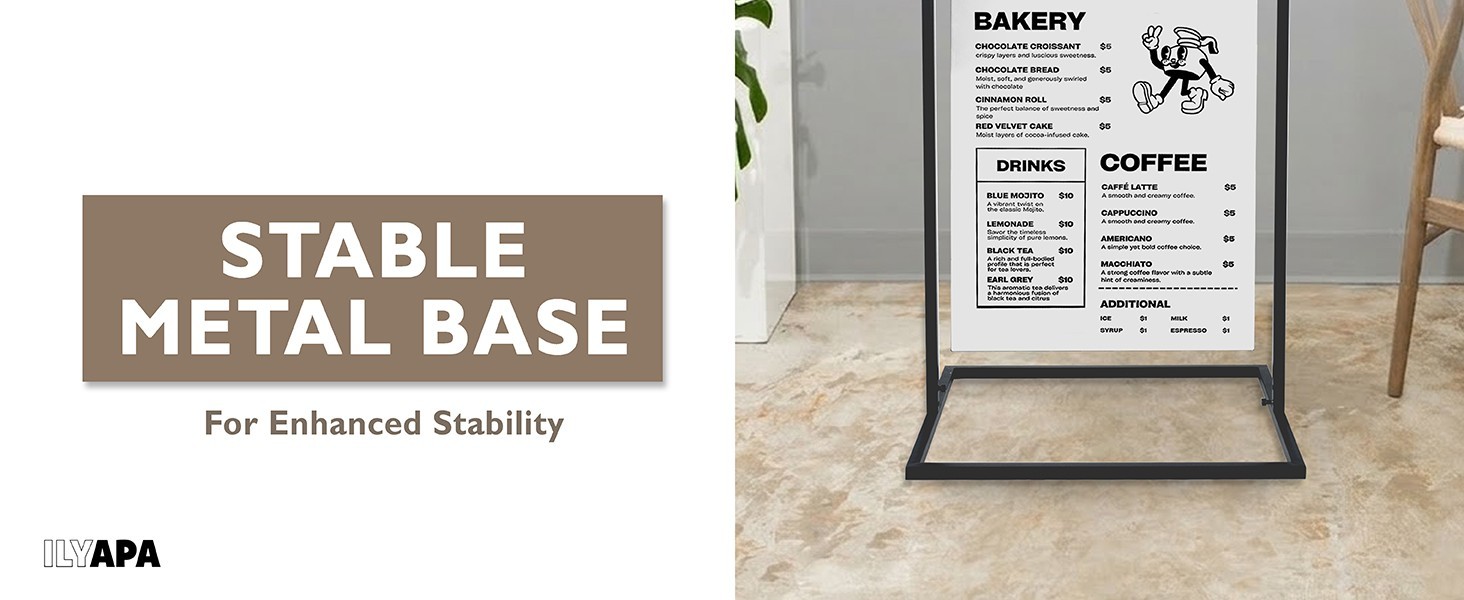 Ilyapa Double-Sided Metal Swinging Sidewalk Sign 24″ x 42″ Magnetic Board