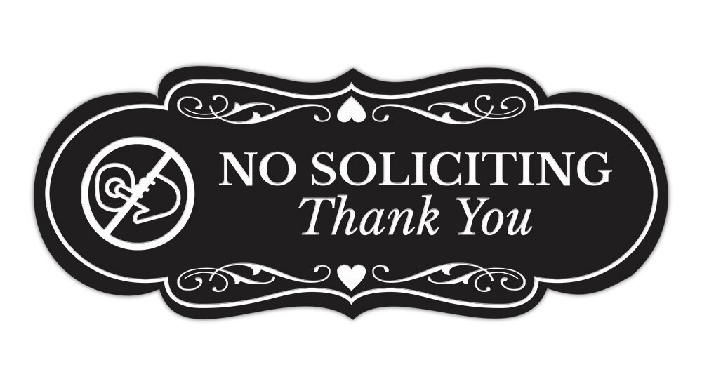 Designer No Soliciting Thank You (Doorbell) Wall or Door Sign