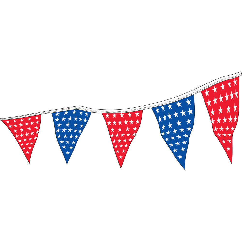 Americana Red White & Blue Pennants 100′ String