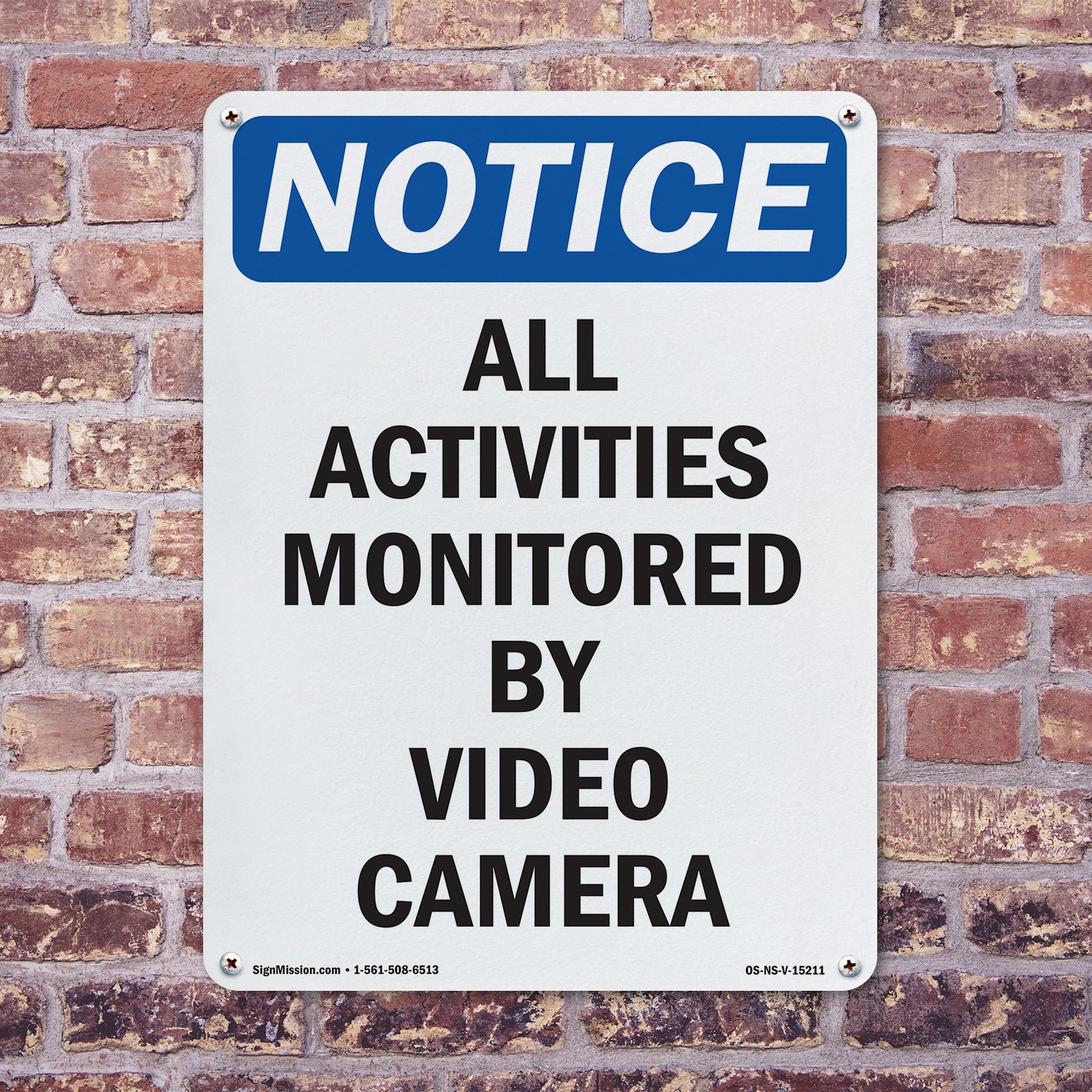 All Activities Monitored By Video Camera OSHA Notice Sign, Decal 5 or 10 Pack