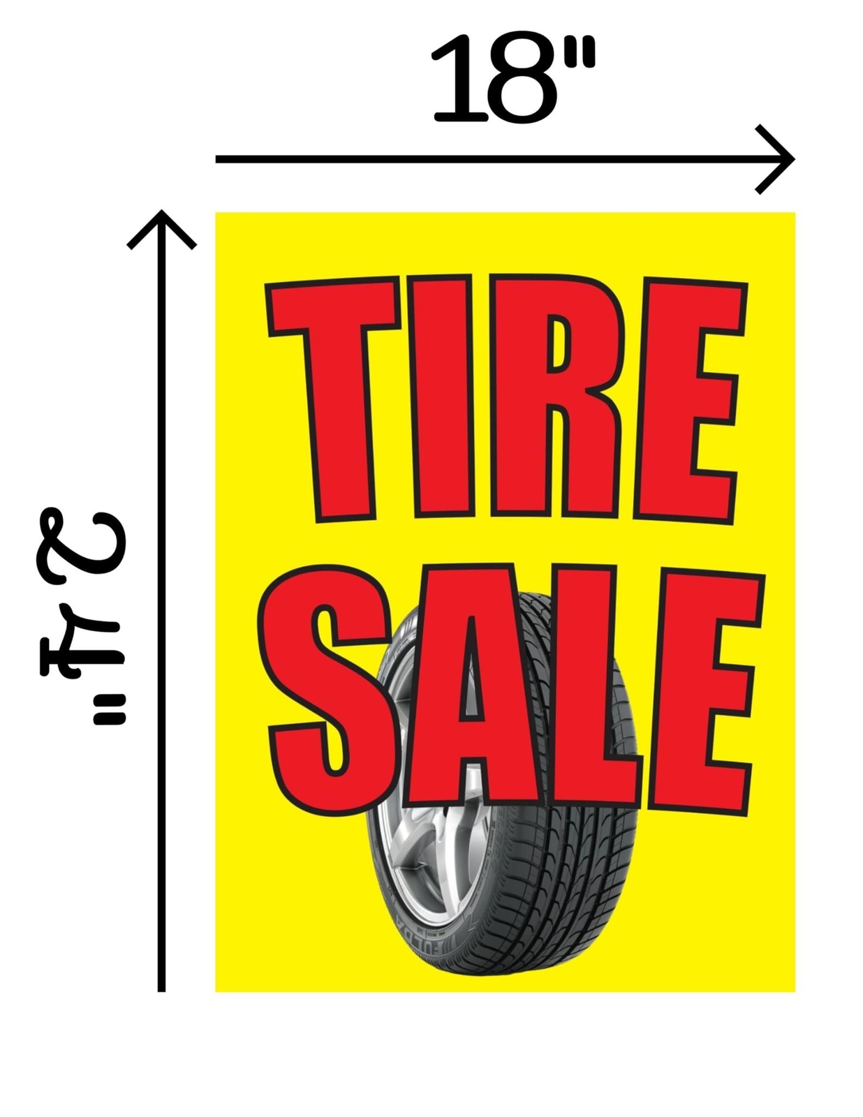 Tire Sale | Retail Window Display Sign | 18″W x 24″H