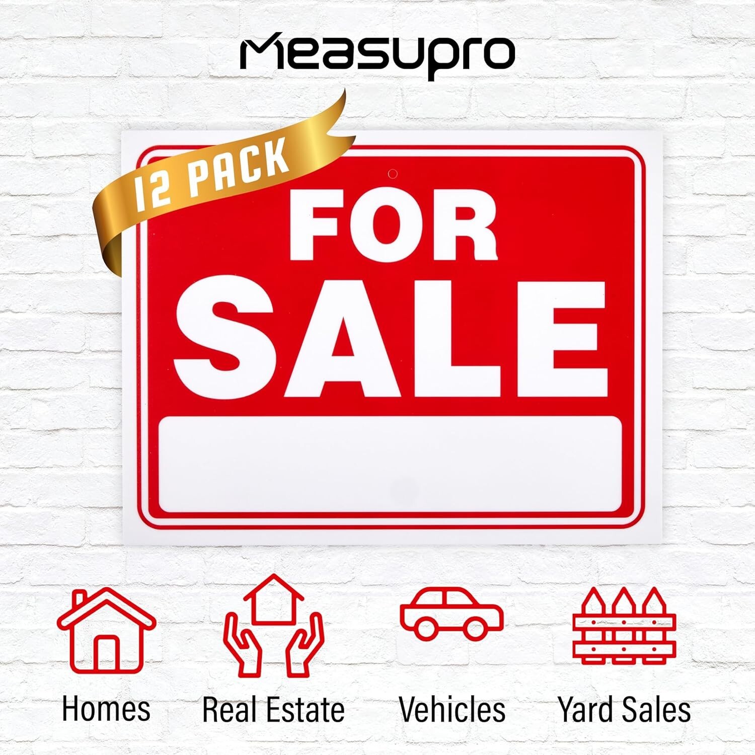 For Sale Signs – 12 Pack – 9 x 12 Inch Weatherproof & Rust Free