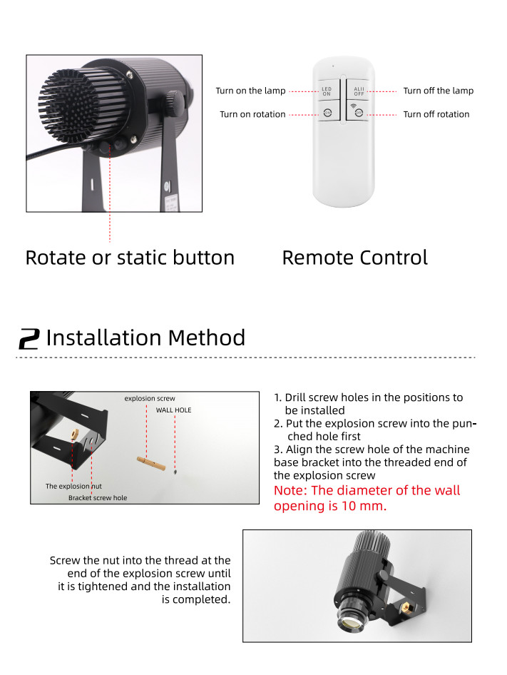 50W Waterproof LED Gobo Projector Outdoor Remote Control Advertising Logo Light