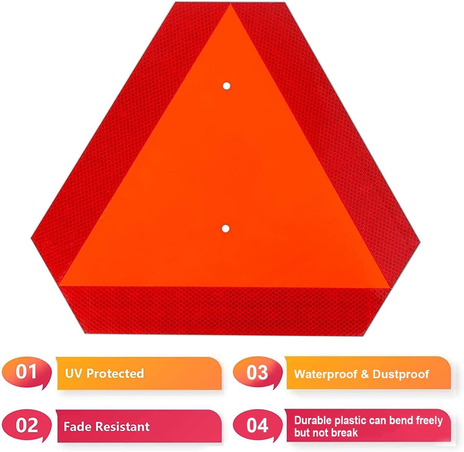 Ayifan SMV Sign Triangle 3 Pack Plastic Reflective