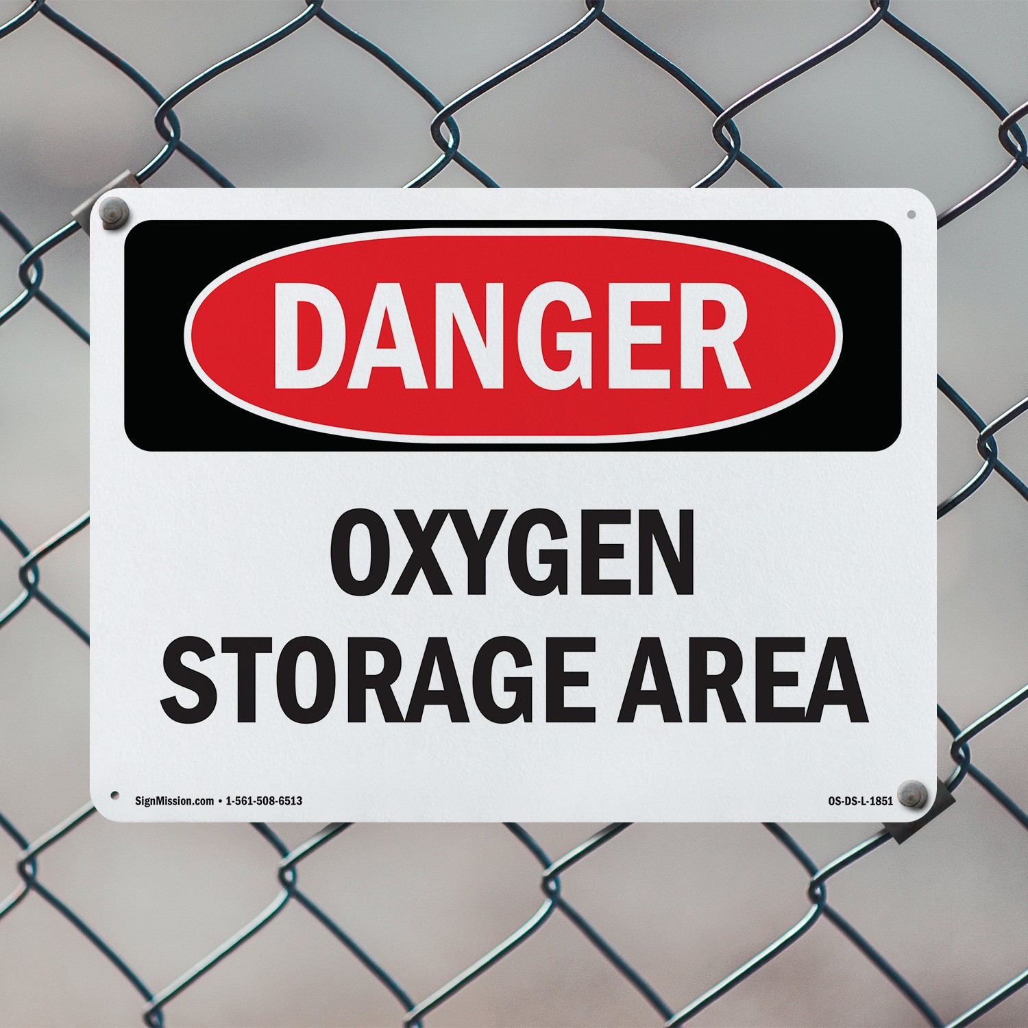 Oxygen Storage Area OSHA Danger Sign Metal, Plastic, Or Decal – 5 or 10 Pack