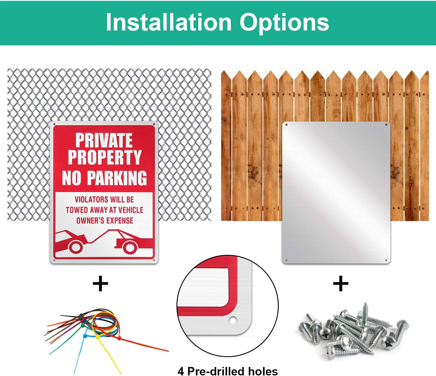 3-Pack No Parking Signs – 14 x 10 Inches Reflective Private Property Signs