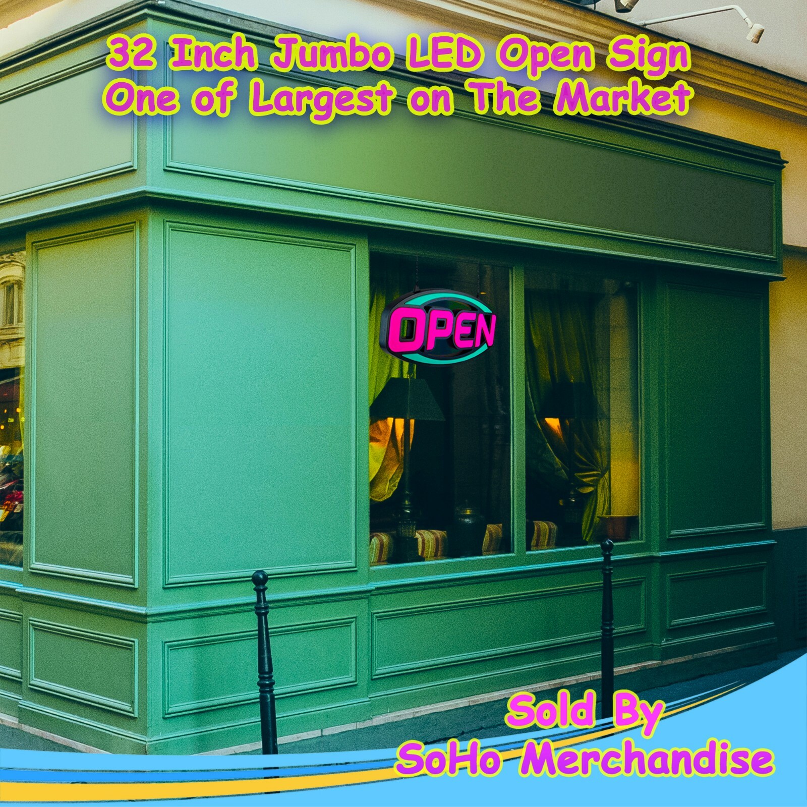 Large LED Neon Open Sign 32″ Light Bright for Restaurant Bar Store Shop Market