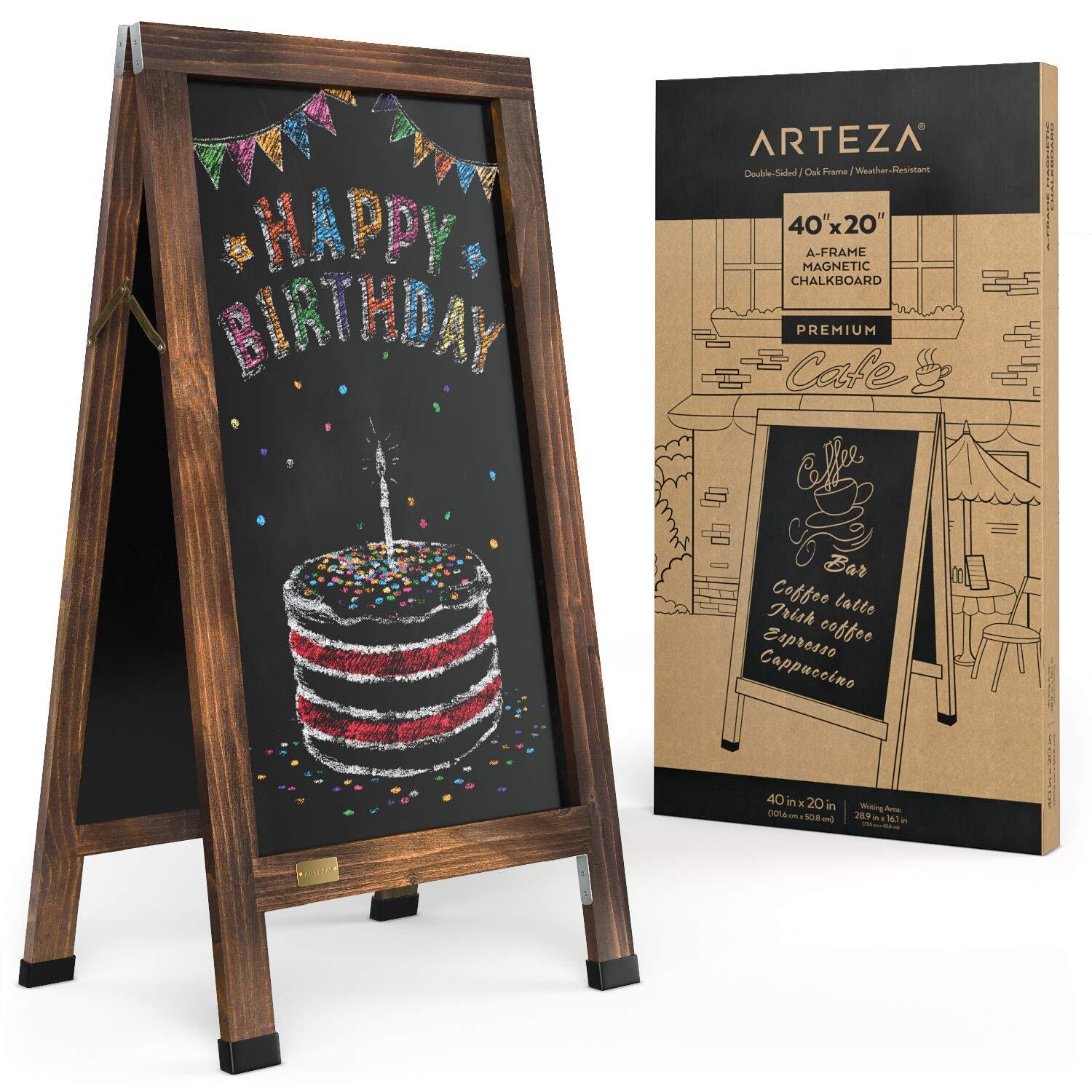 Arteza A-Frame Magnetic Chalkboard | Double-Sided | 40 x 20