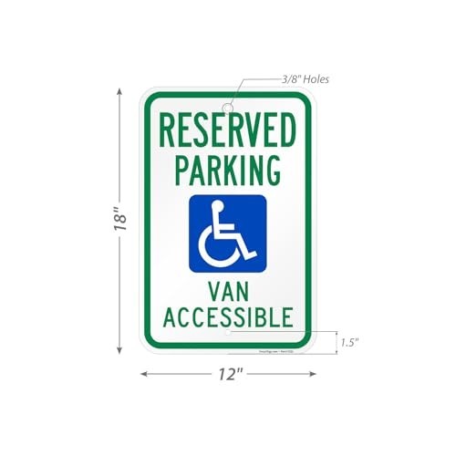 Reserved Parking Handicap Sign 12×18 Inch Aluminum Accessible Van Pole Mount