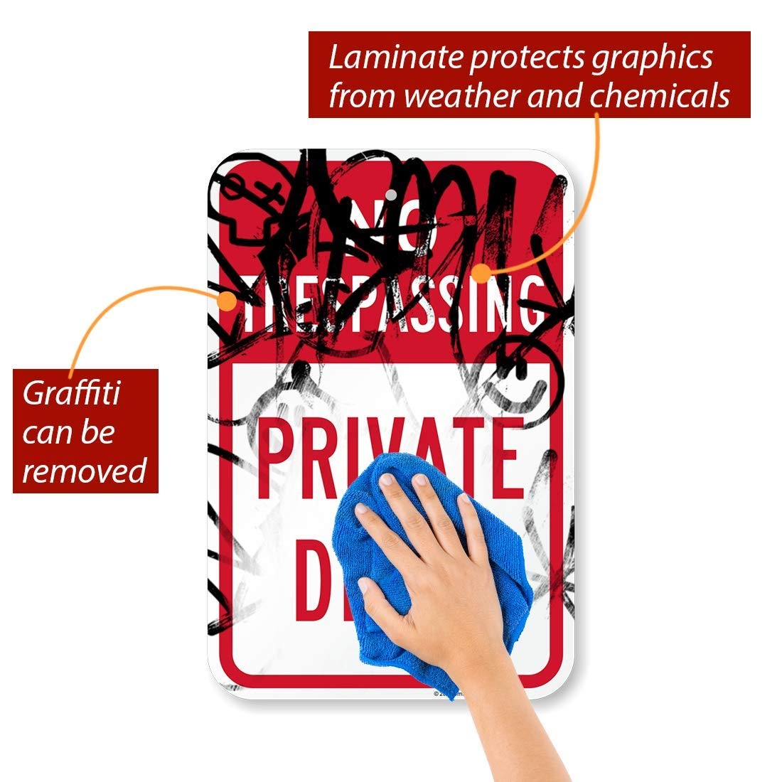K5893AL12x18 Aluminum No Trespassing Private Drive Sign 12×18 Inch