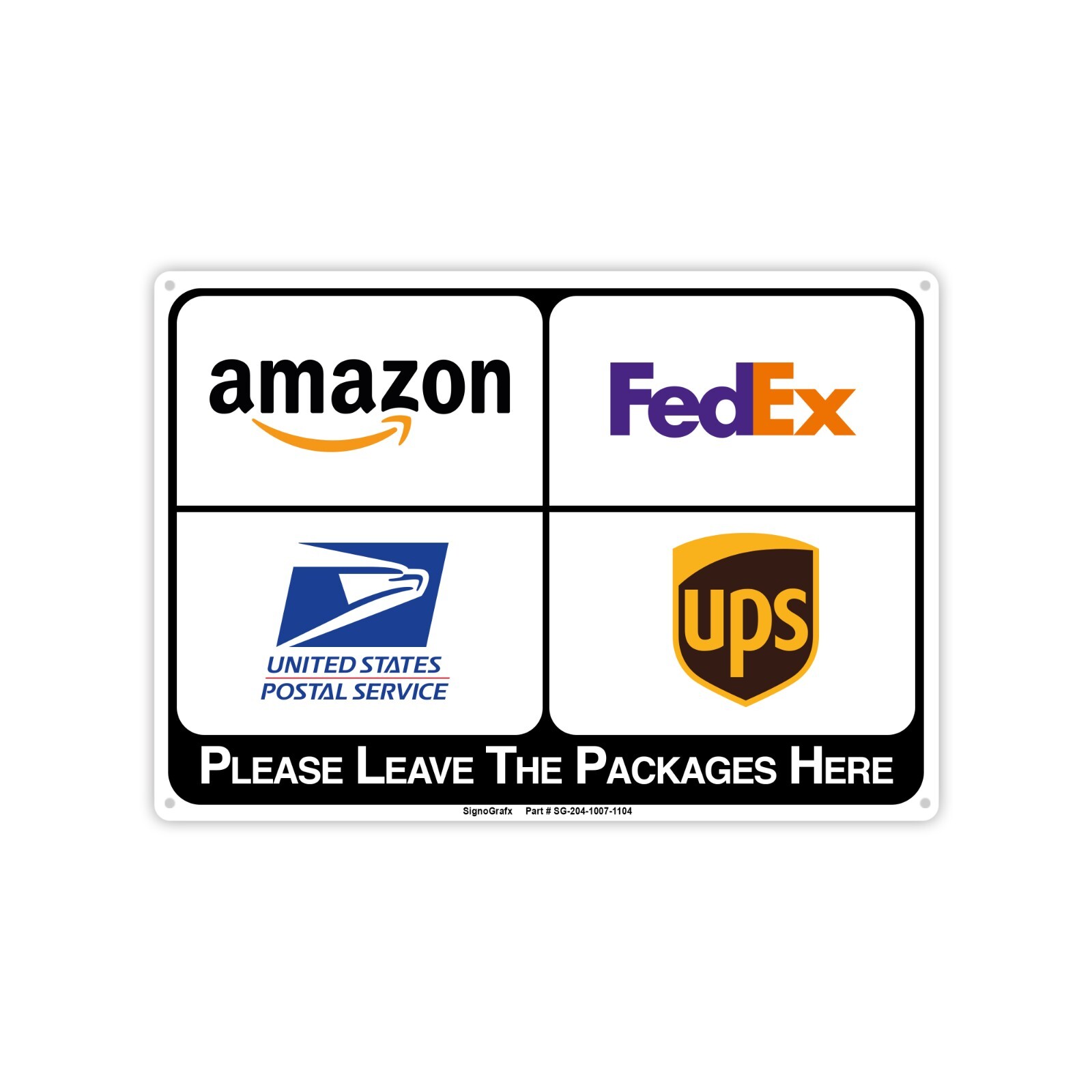 SIGNOGRAFX Please Leave Packages here 10×7 Inches Reflective Sign