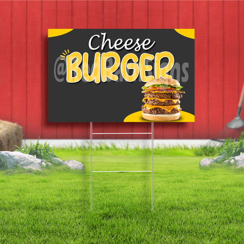 Cheese Burger Coroplast Sign Plastic Indoor Outdoor Yard Sign FREE SHIPPING