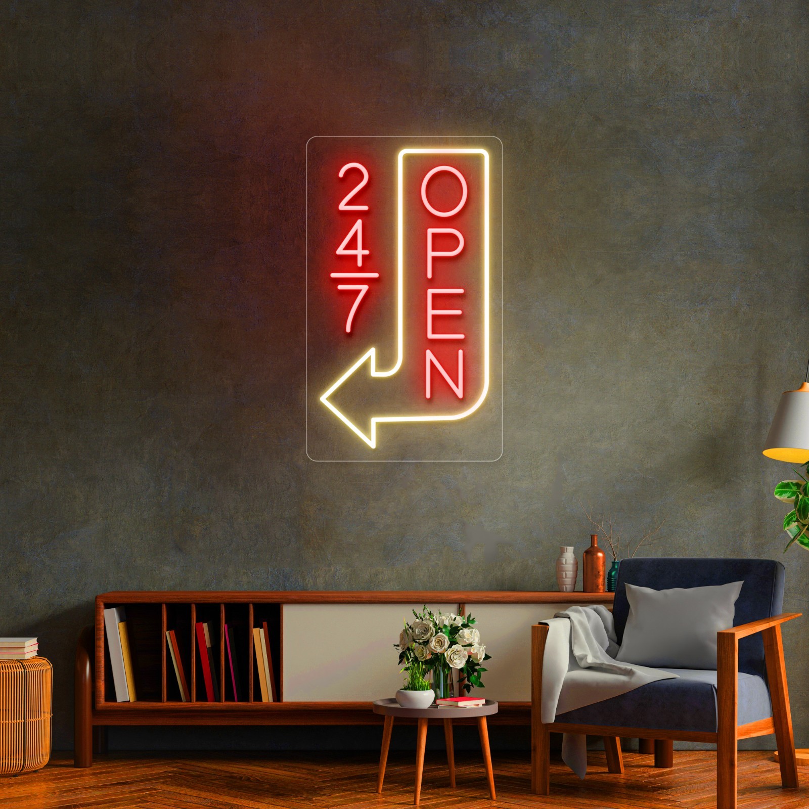 Neon Outdoor Open 24/7 Sign, Waterproof 24hrs LED Neon for Businesses
