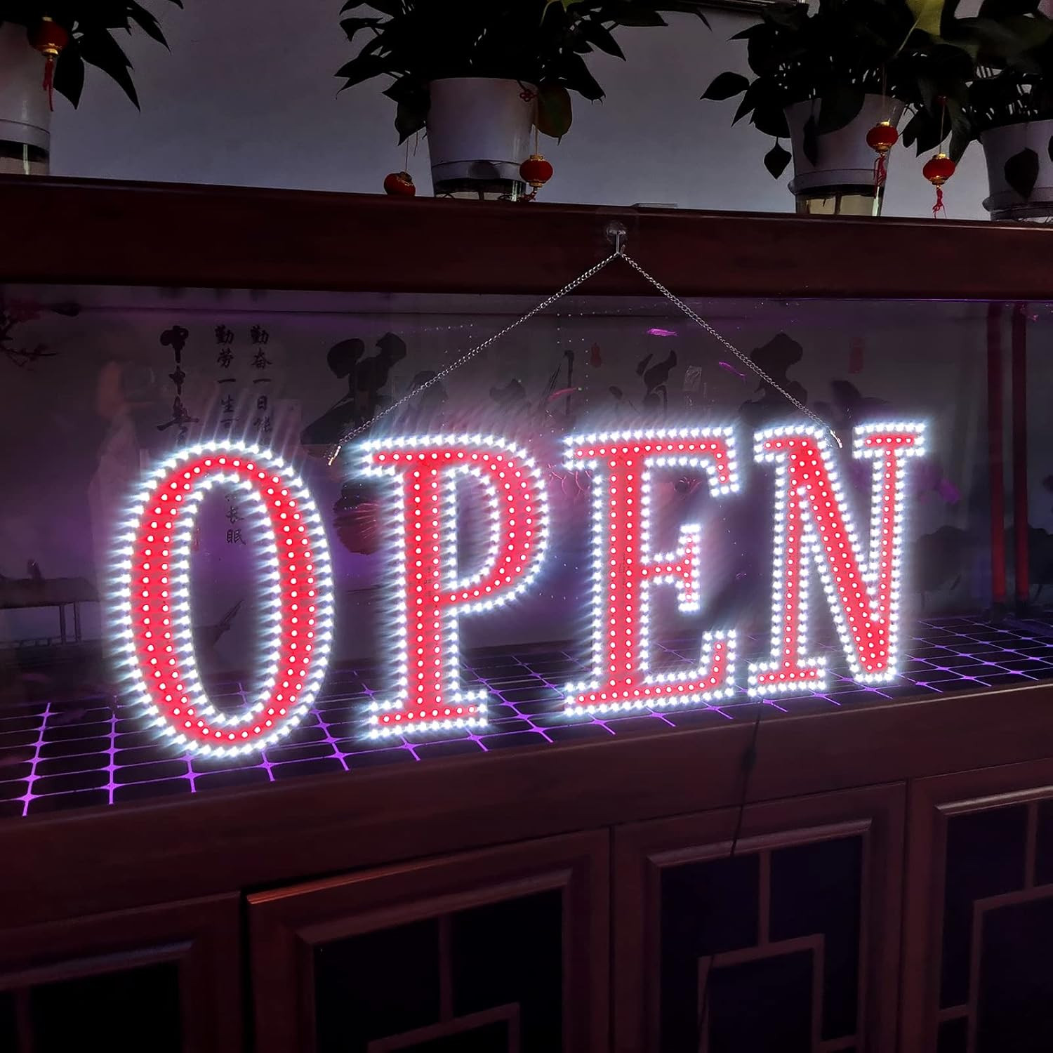 40″X14″ Super Bright LED Open Sign with Remote, 10 Brightness Levels