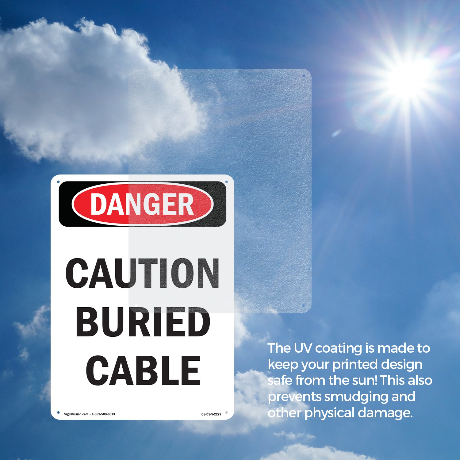 Caution Buried Cable OSHA Danger Sign Metal, Plastic, Or Decal – 5 or 10 Pack