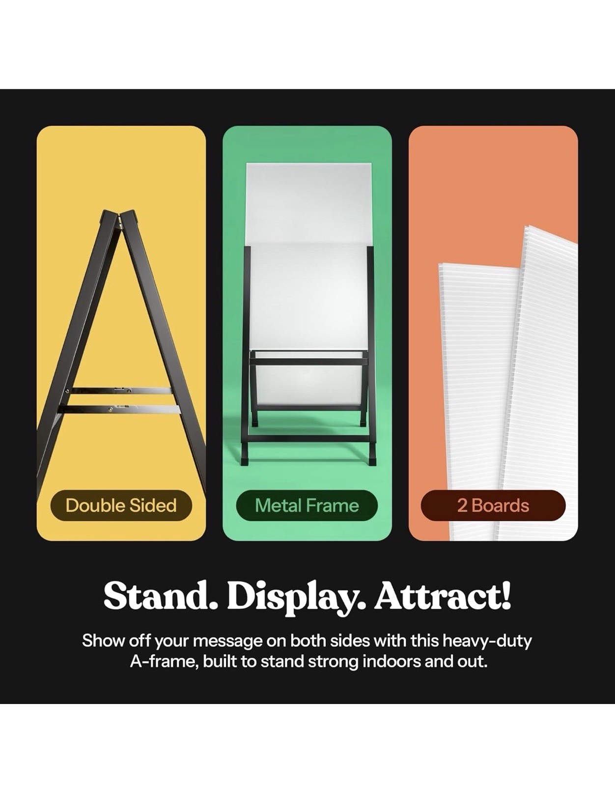 t-sign 24×36 Double-Sided Sidewalk A-Frame Sign, Black Metal Floor Standing