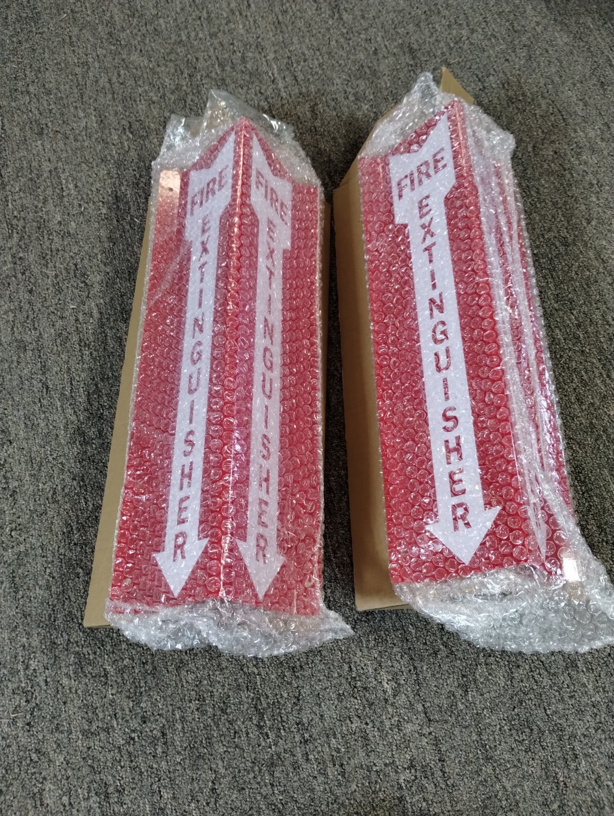SmartSign 4″x18″ Fire Extinguisher Projecting Sign Red Acrylic w/ Arrow Lot of 2