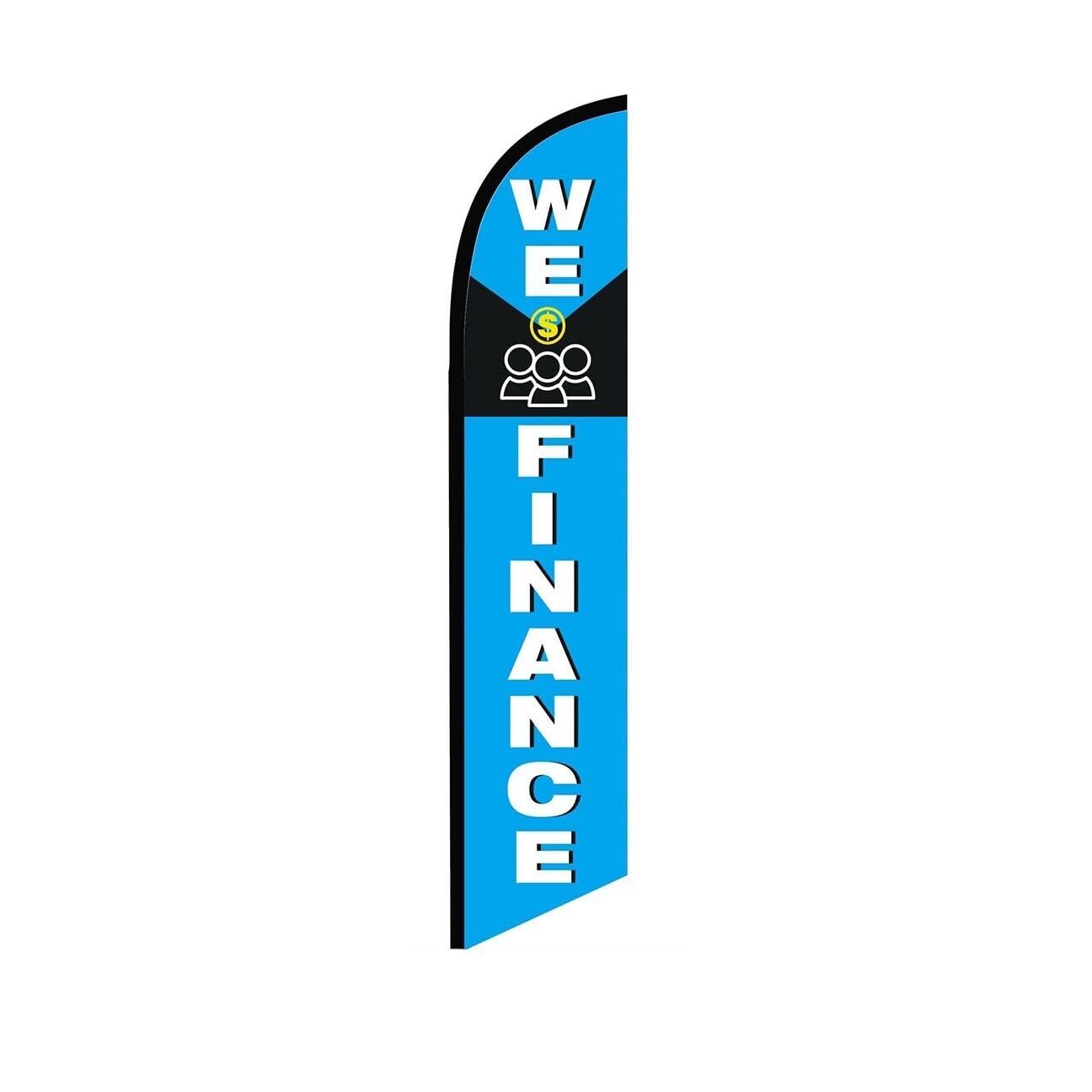 We Finance Blue Swooper Flutter Feather Flag | 3ft W x 11.5ft Tall