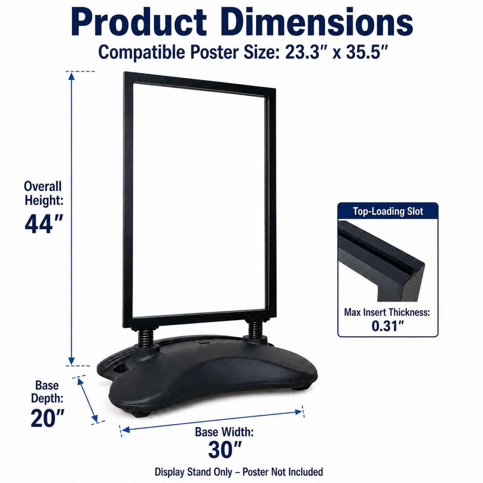 24″x36″ Water Base Sidewalk Sign Holder with Wheels, Outdoor Poster Stand