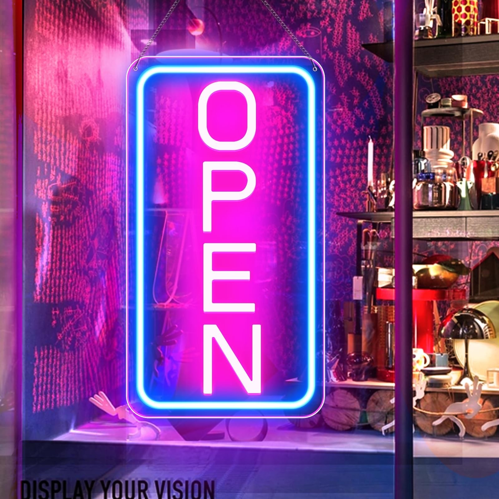 Open Signs for Business, 16″x 9″ LED Neon Open Sign with ON/OFF Switch adapte…