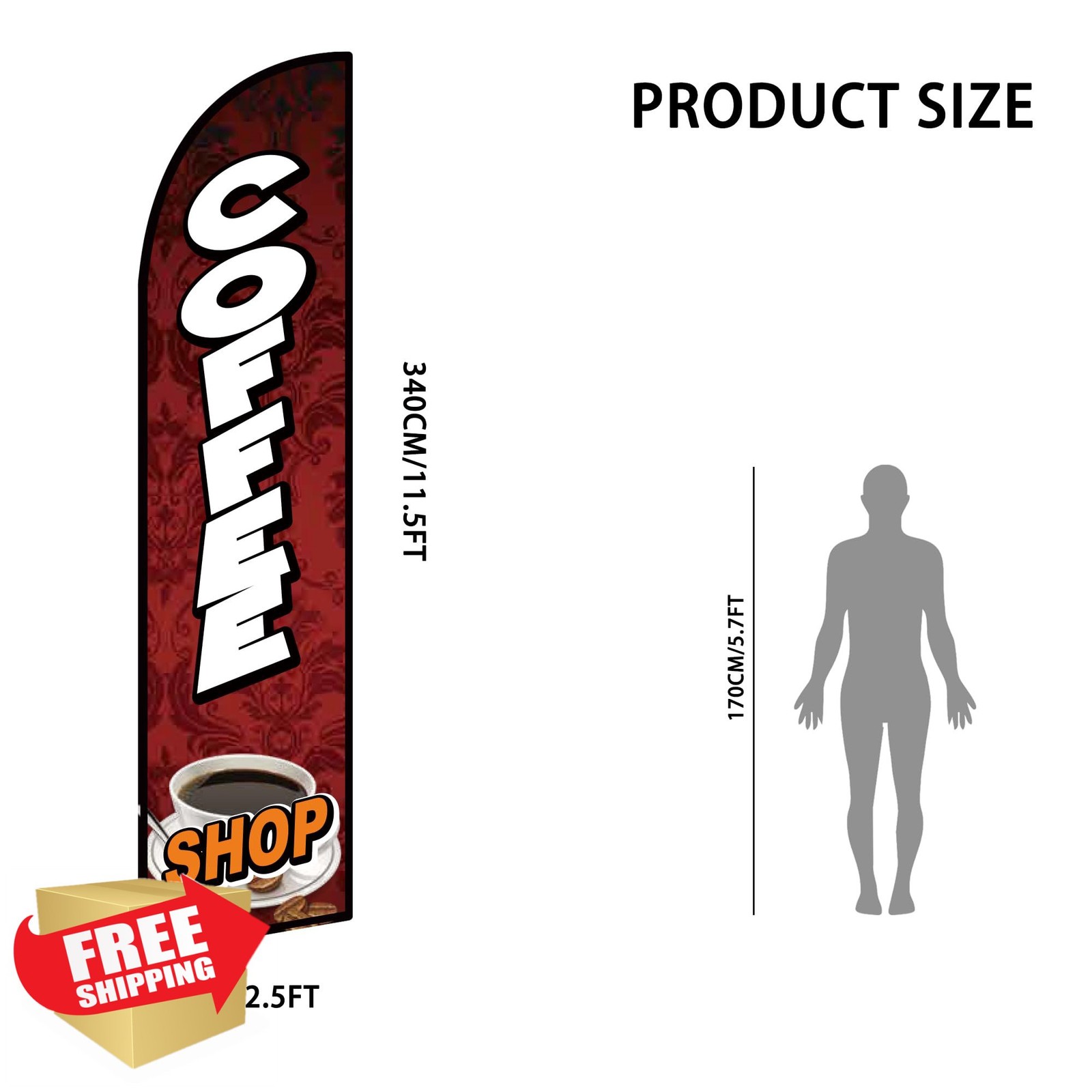Generic Coffee advertising feather flag banner