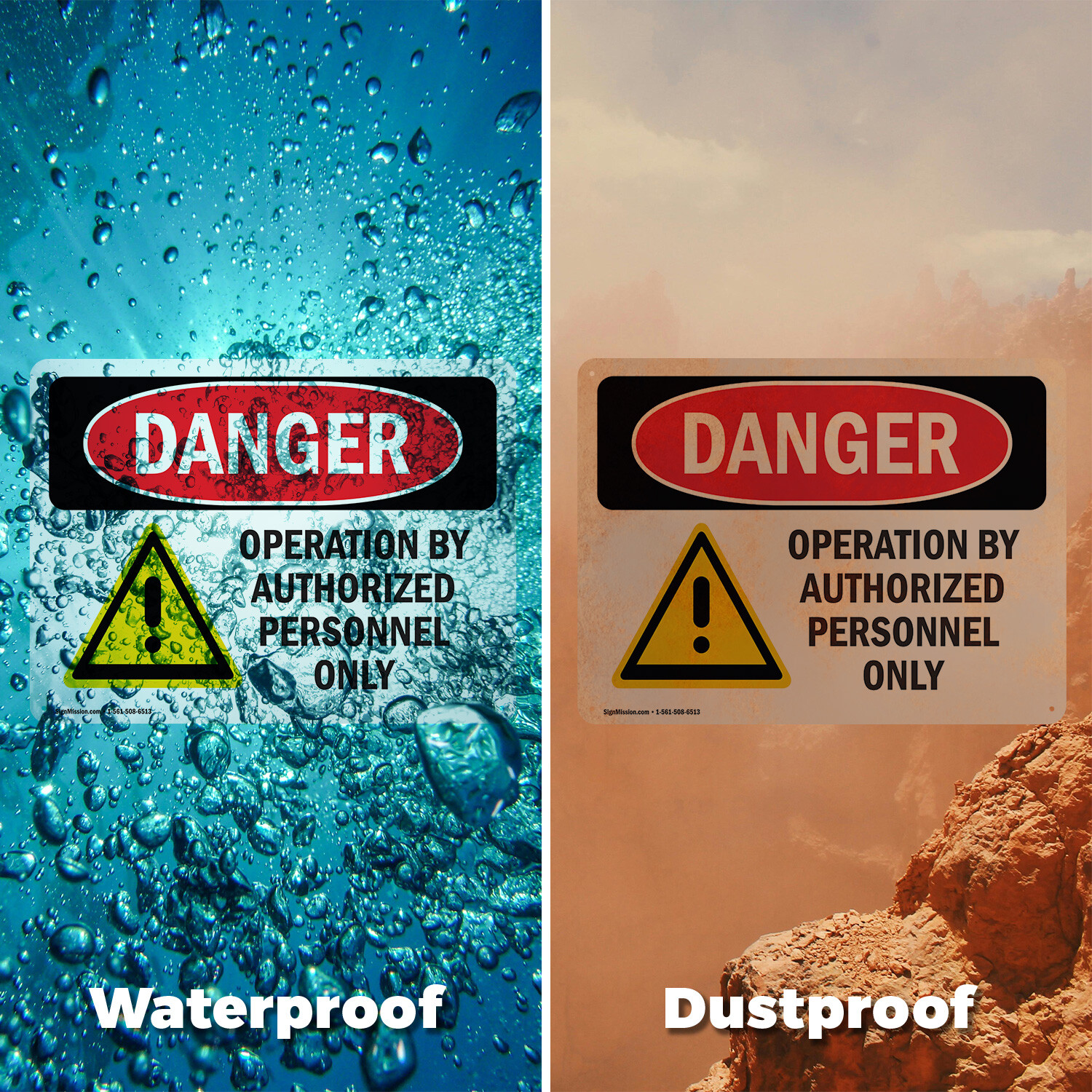 (2 Pack) Operation By Authorized Personnel Only OSHA Danger Sign Decal Metal