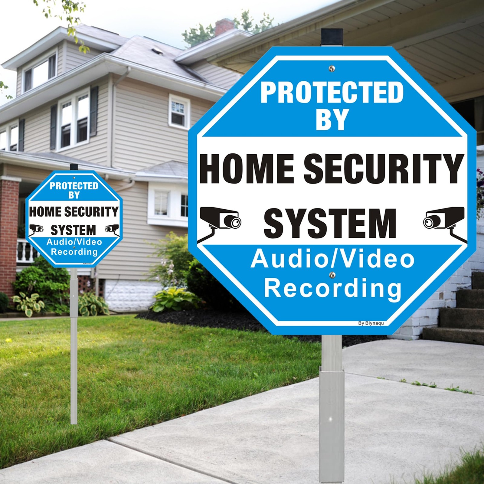 Blynaqu 2Pack Protected By Home Security System Signs 36 Alloy Stakes 12 X 12