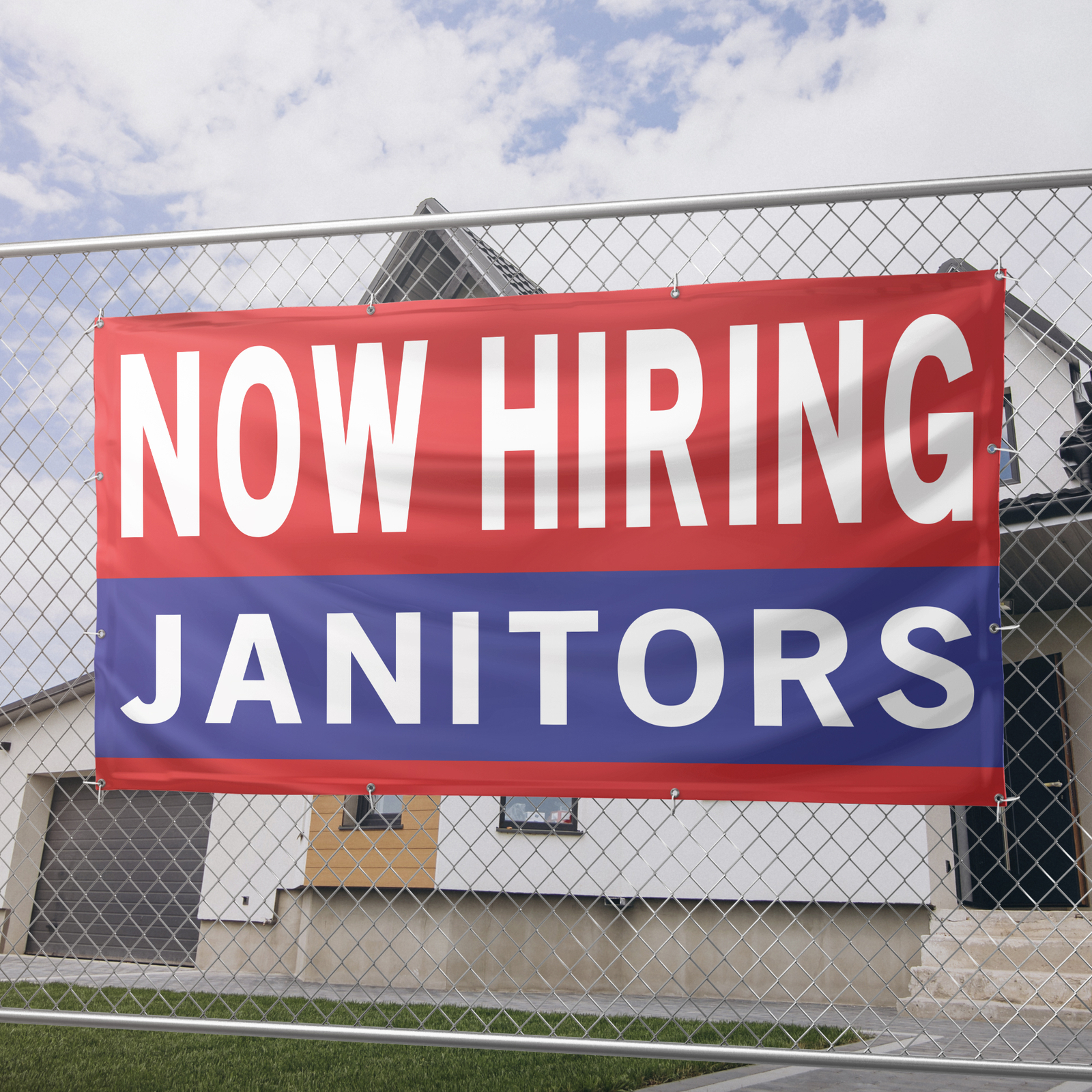 Now Hiring Janitors 13 oz Heavy Duty Vinyl Banner Jobs Available Custodian Sign