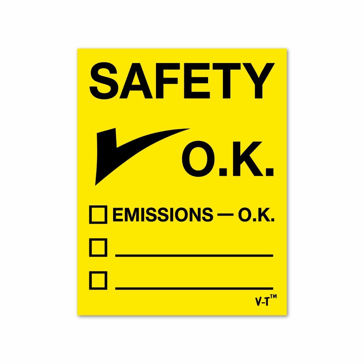 SAFETY CHECK OK INSPECTION STICKERS 100 PER PACK AUTO LOT CAR DEALERSHIP YELLOW