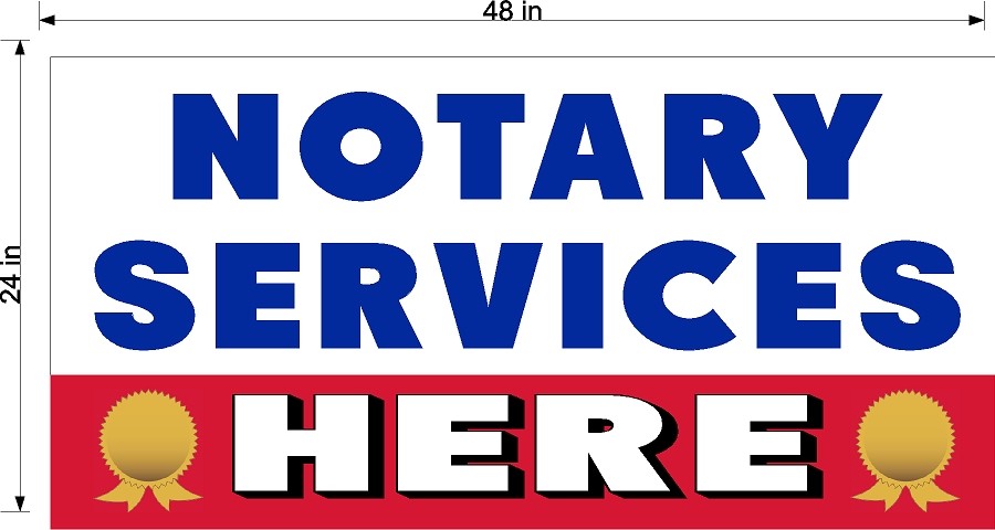 NEW PERFORATED WINDOW VINYL DECAL NOTARY SERVICES HERE 2′ X 4′ LARGE RED WHITE B