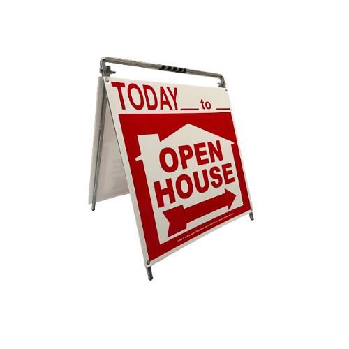 Real Estate Open House Sign Metal A-Frame | 5 Pack | Today | House | Red