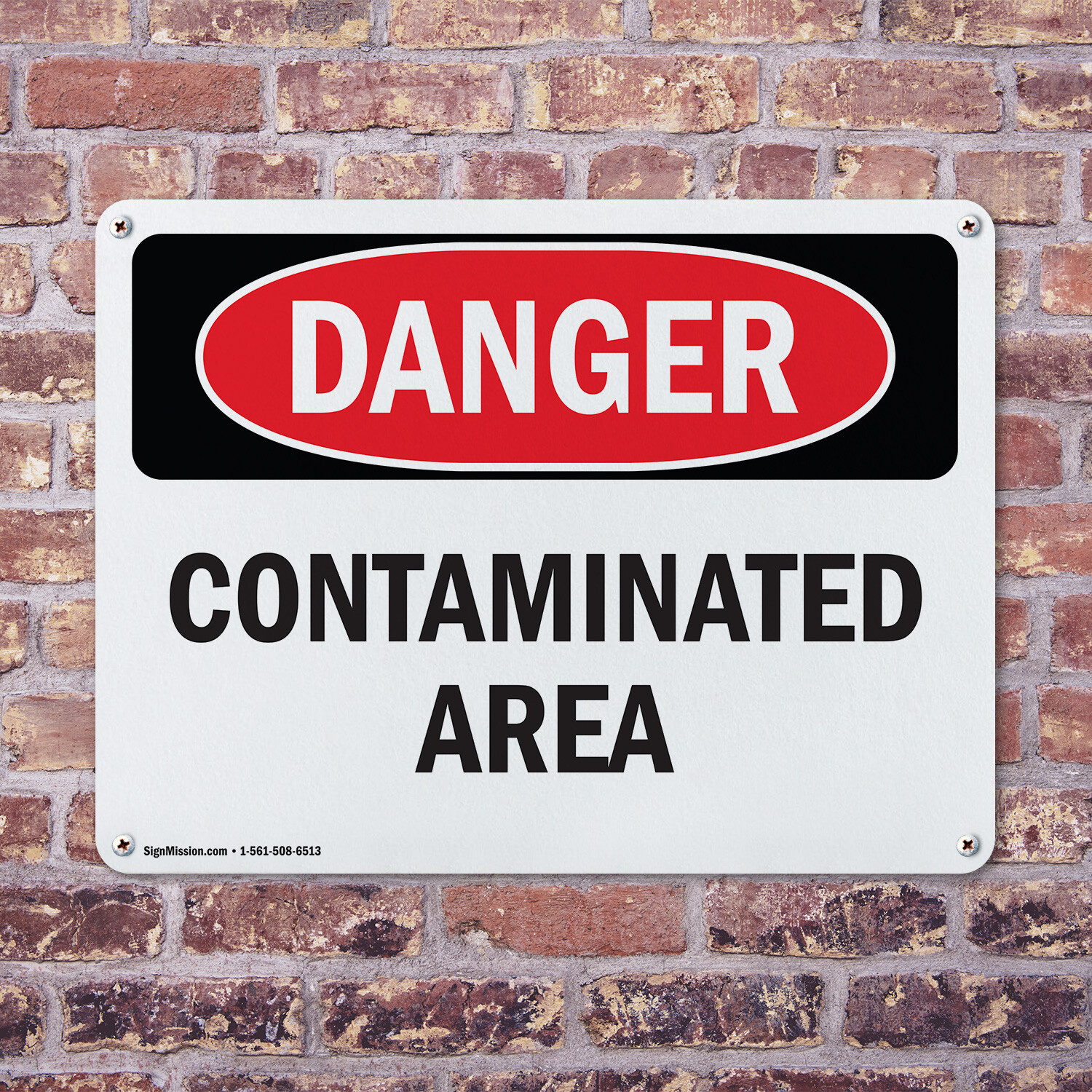 (2 Pack) Contaminated Area OSHA Danger Sign Decal Metal Plastic