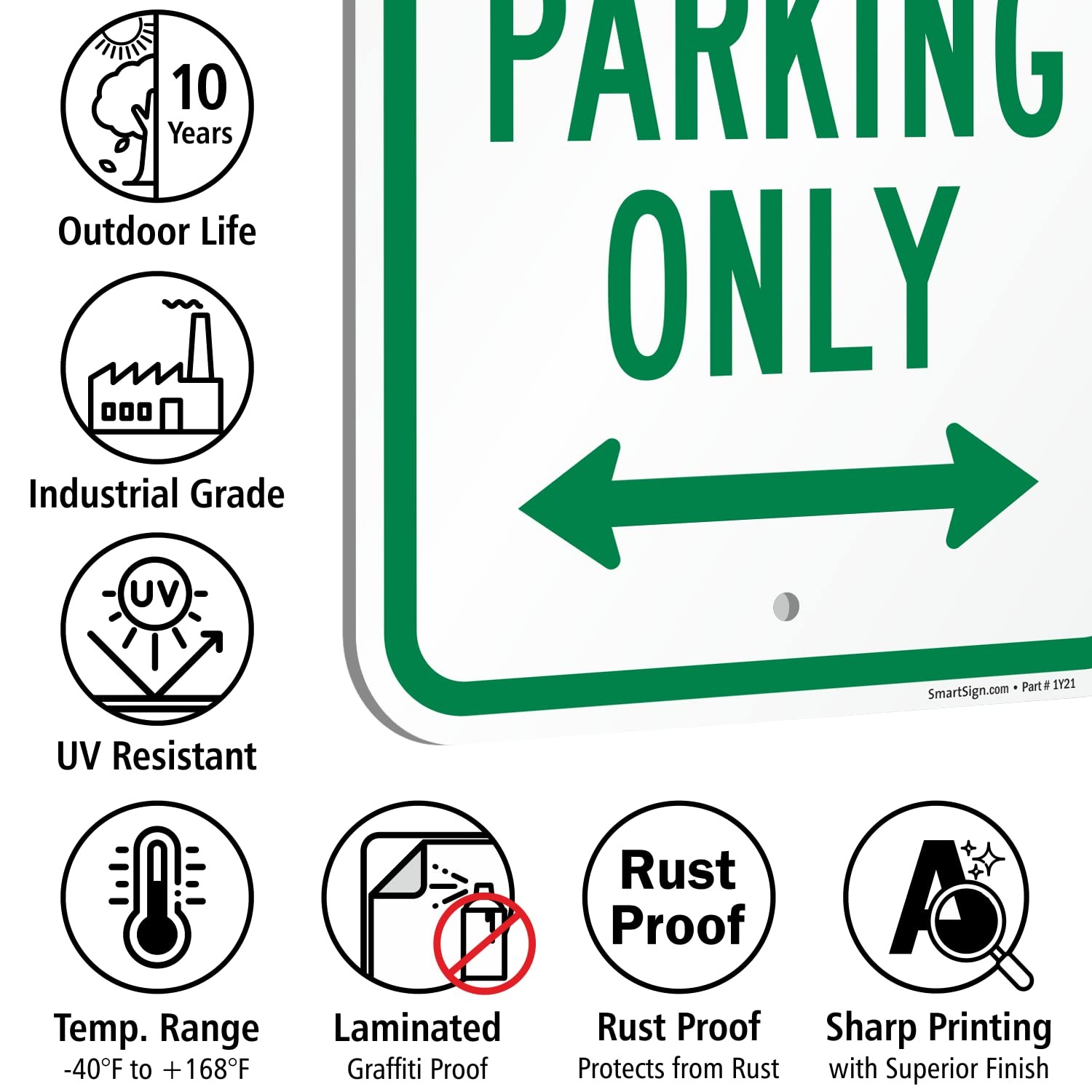 Employee Parking Only Sign Bidirectional Arrow 12×18 Inch Aluminum