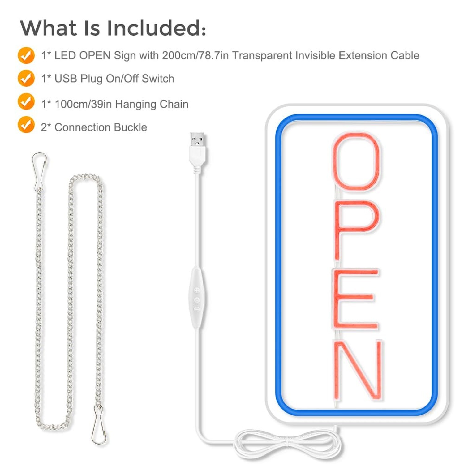 Open Signs for Business, 16″x 9″ LED Neon Open Sign with ON/OFF Switch adapte…