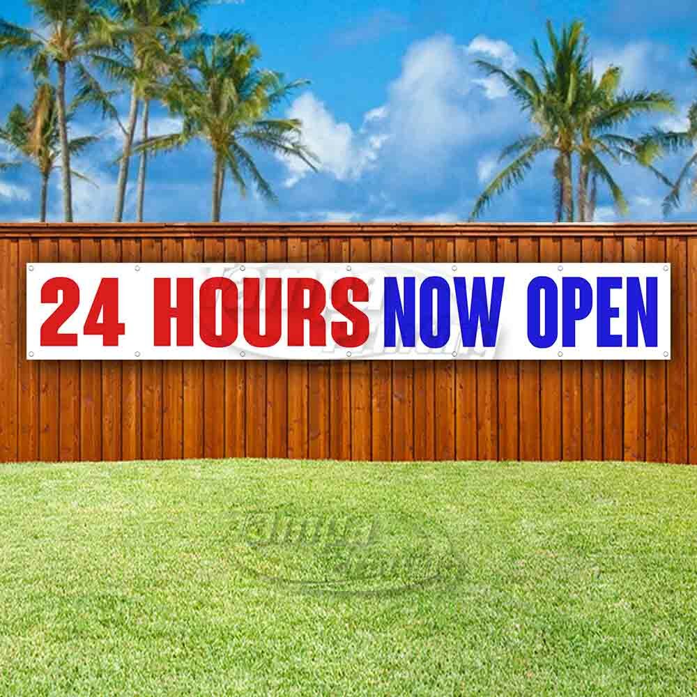 24 HOURS NOW OPEN Advertising Vinyl Banner Flag Sign LARGE HUGE XXL SIZE