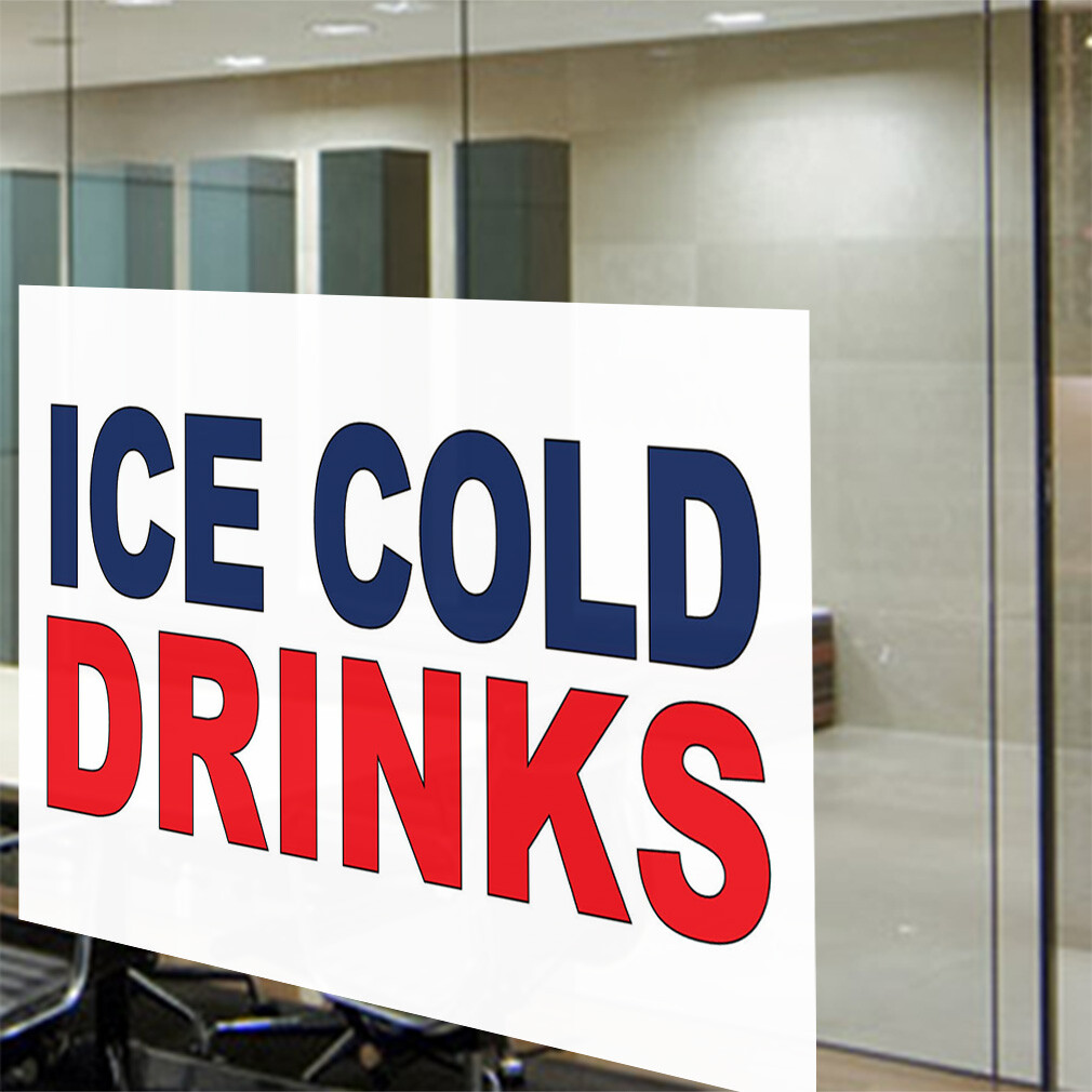 Decal Stickers Ice Cold Drinks Advertising Printing D Vinyl Store Sign Label
