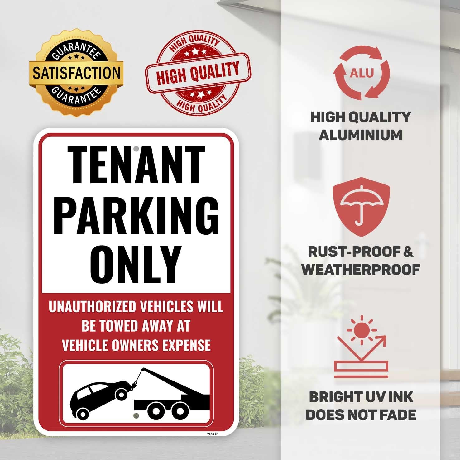 2PC Tenant Parking Only Sign 18 x 12 Inches – Aluminum – Resident Parking Sign